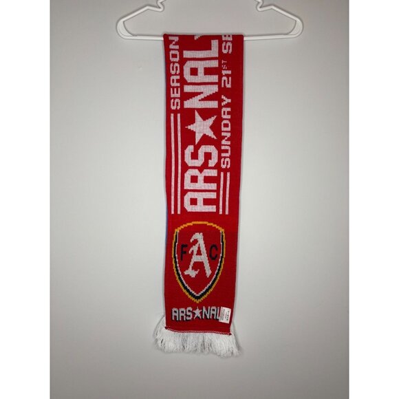 ARSENAL MANCHESTER CITY Scarf September 21, 2025 Game Red Blue Knit Fringe - Picture 3 of 3